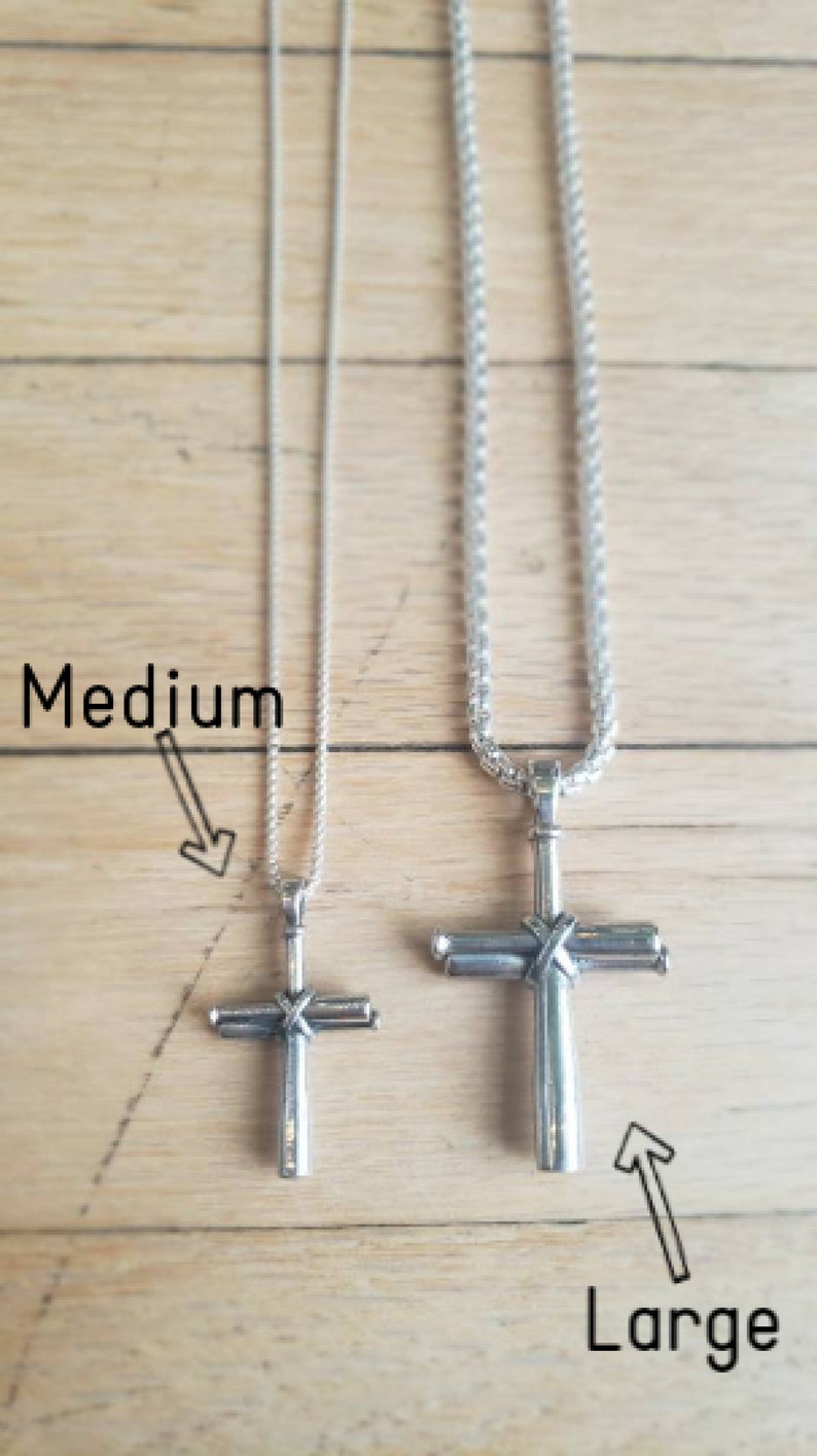 Men's Baseball Bat Cross Sterling Silver Necklace image 7