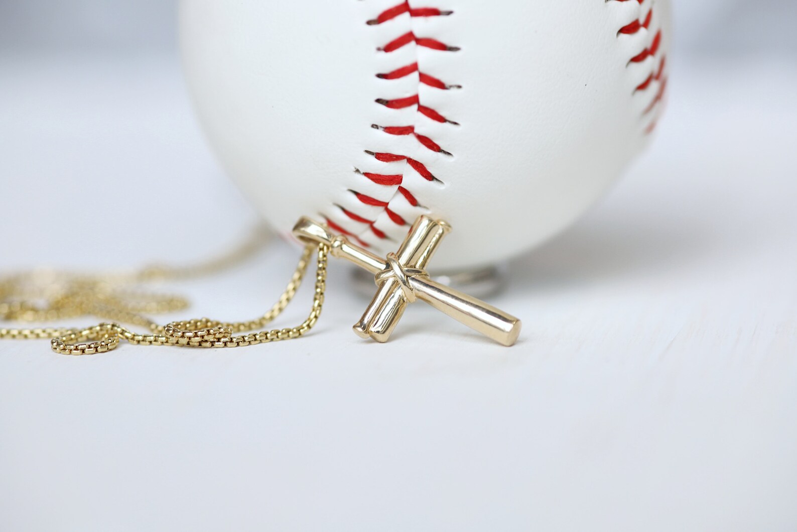 Men's 14k Gold Baseball Bat Cross Necklace Etsy