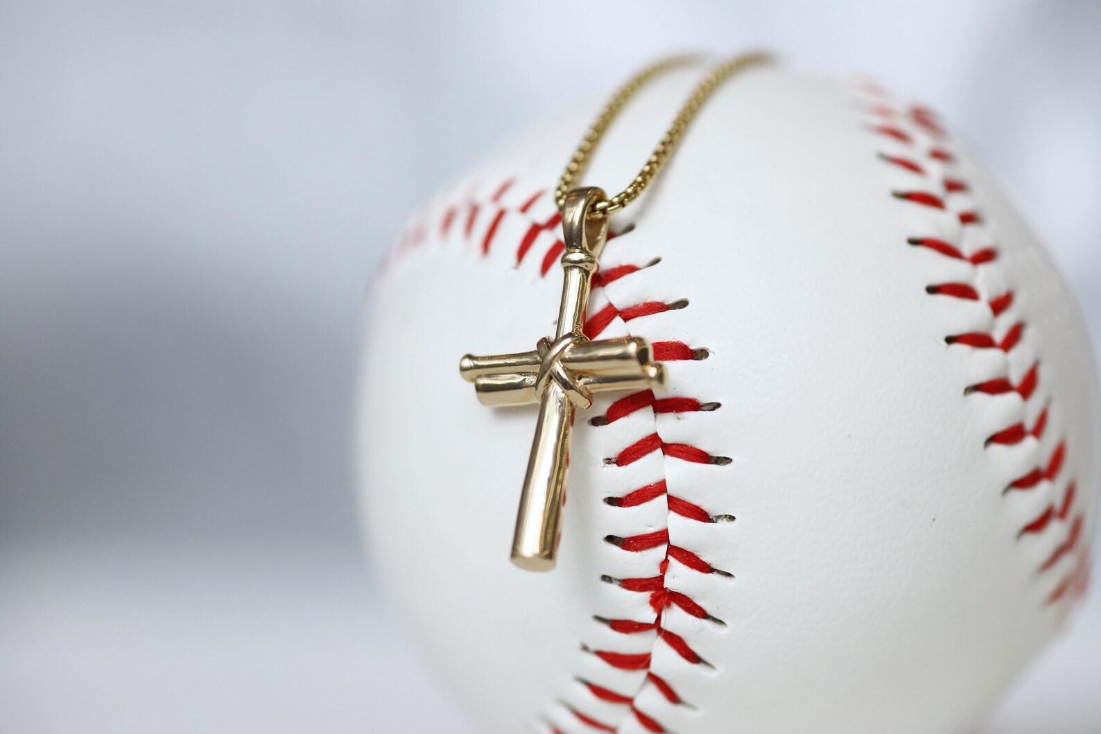 Men's 14k Gold Baseball Bat Cross Necklace Etsy