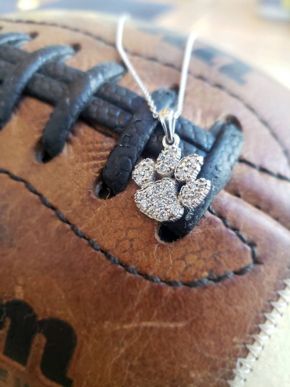 Clemson Tigers Paw Pendant 14k White Gold And Diamonds