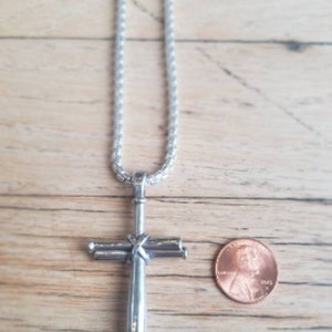 Men's Baseball Bat Cross Sterling Silver Necklace image 9