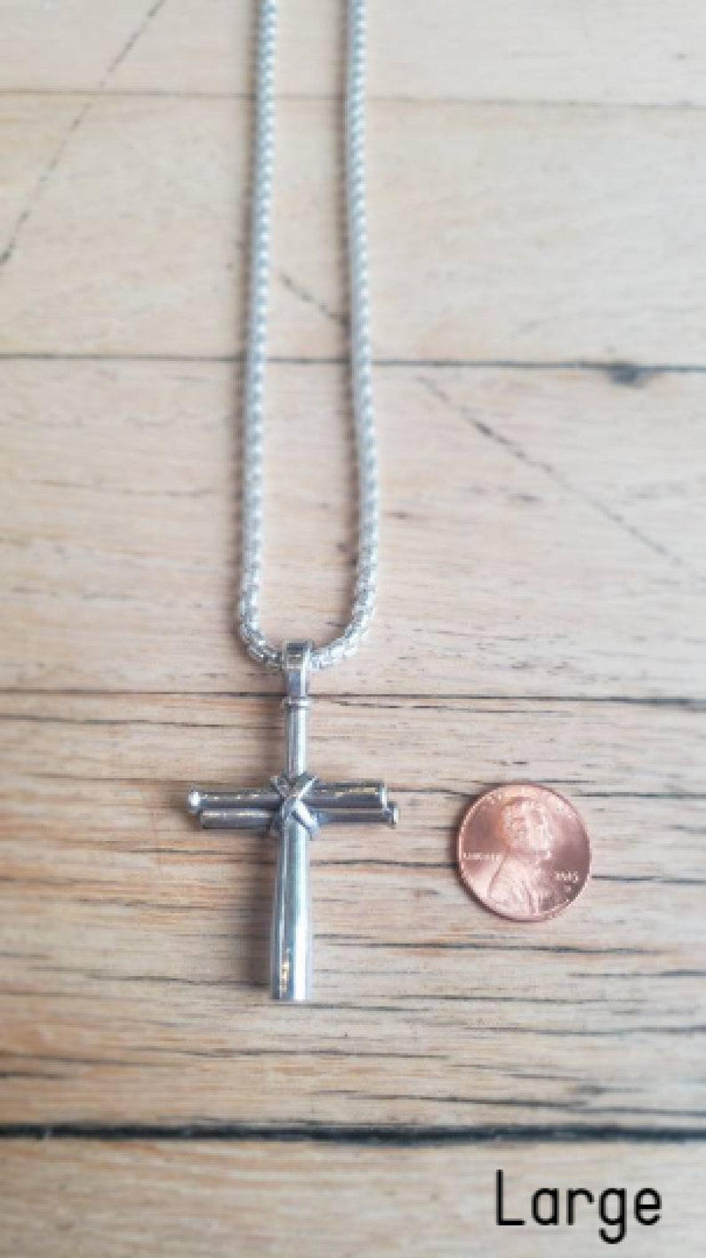 Men's Baseball Bat Cross Sterling Silver Necklace image 9