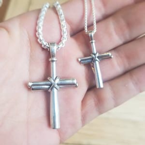 Men's Baseball Bat Cross Sterling Silver Necklace image 8