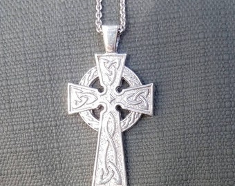 Celtic Cross handmade in Sterling silver on 18" Sterling silver cable chain