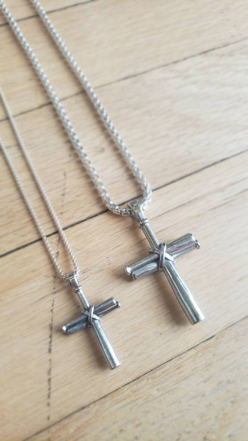 Men's Baseball Bat Cross Sterling Silver Necklace Etsy