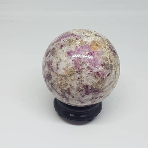 Rubellite pink tourmaline crystal ball, 49 mm