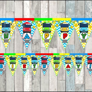 Tayo the Little Bus Triangle Banner instant download, Printable Tayo the Little Bus party Banner, Tayo the Little Bus Banner