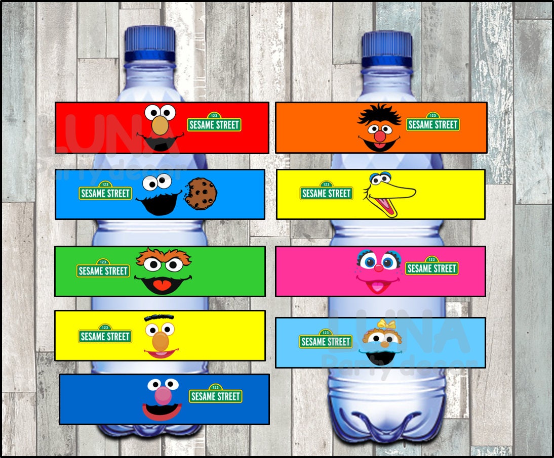 Sesame Street Water Bottle Label instant download Printable Etsy
