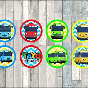Tayo the Little Bus Toppers instant download, Printable Tayo the Little Bus party cupcakes Topper, Tayo the Little Bus cupcakes toppers
