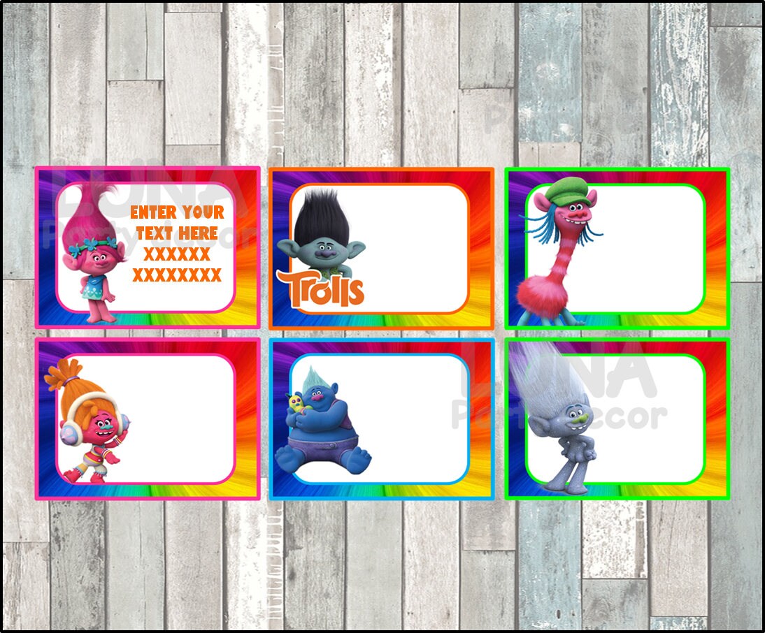 Trolls School label name label name tag sticker Back To | Etsy