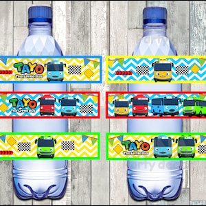 Tayo the Little Bus Water Bottle Label instant download, Printable Tayo the Little Bus party Water Bottle Label, Little Bus Water Bottle