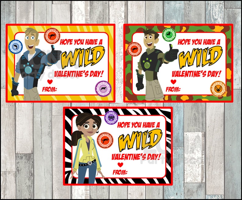 Wild Kratts Valentine's Day Cards Instant Download, Printable Wild