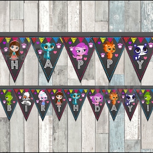 Littlest Pet Shop chalkboard Triangle Banner instant download, Printable Littlest Pet Shop Banner, chalkboard Pet Shop triangle Banner