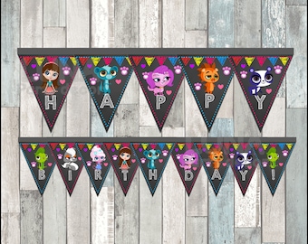 Littlest Pet Shop chalkboard Triangle Banner instant download, Printable Littlest Pet Shop Banner, chalkboard Pet Shop triangle Banner