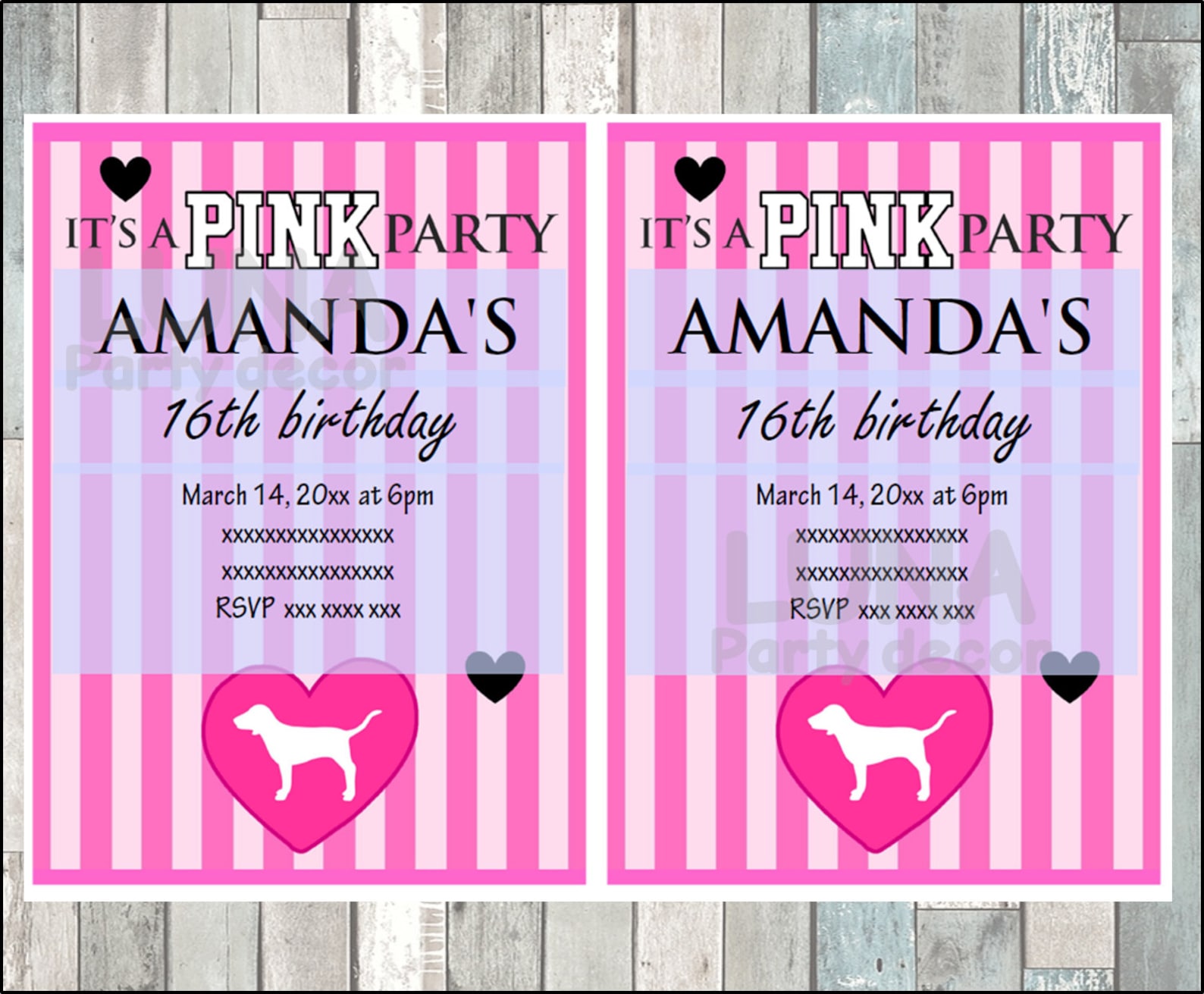 Victorias Secret Pink Invitation Printable Victoria secret Etsy