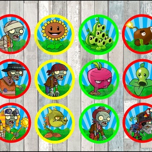 Plants vs Zombies Toppers instant download, Printable Plants vs Zombies party cupcakes Topper, Plants vs Zombies cupcakes toppers