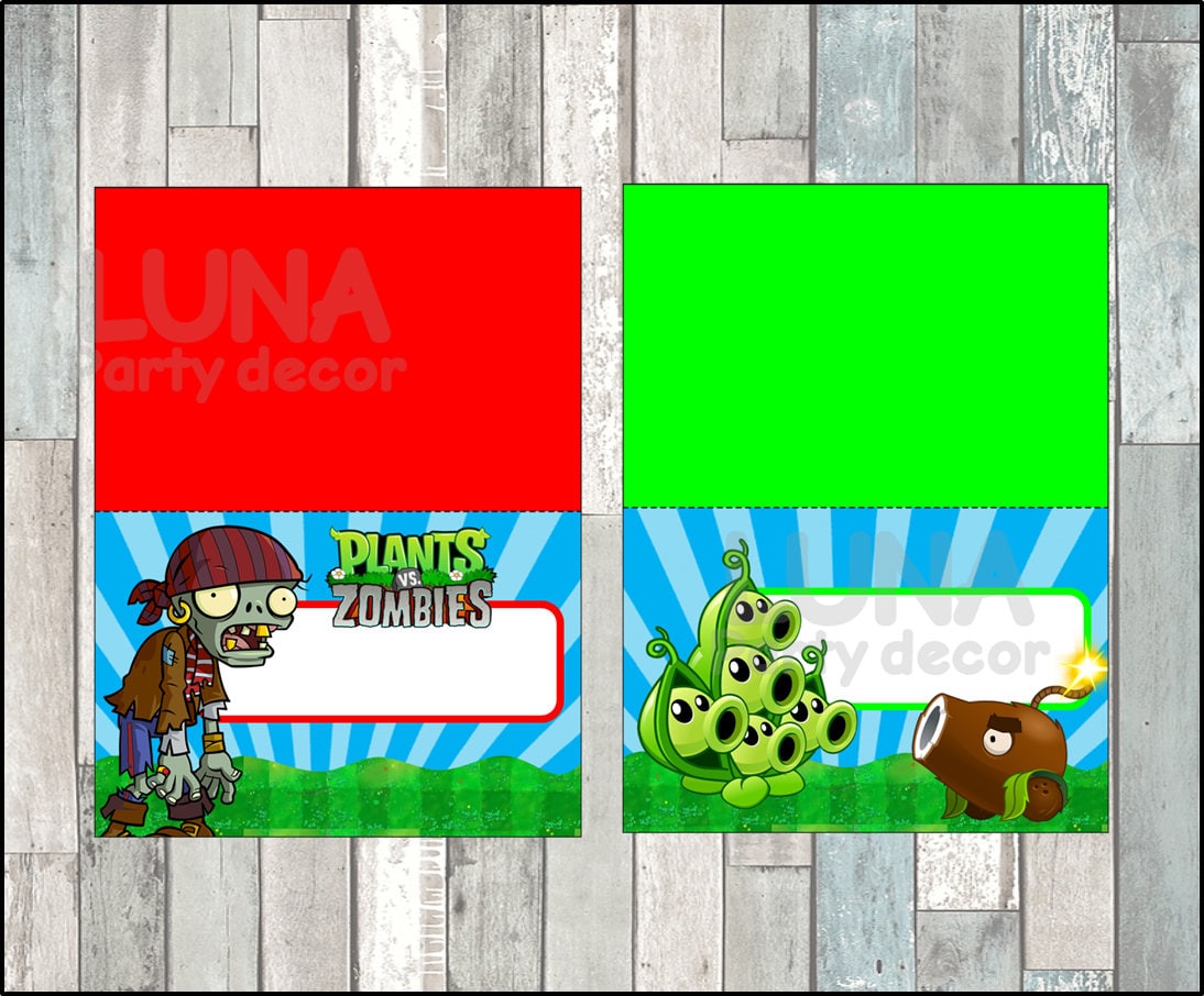 30 NAME Plate Labels PLANTS VS ZOMBIES Theme by Customized Resources