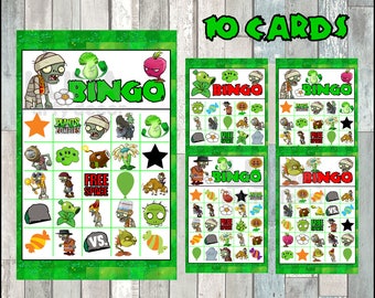 Plants Vs Zombies 20 Cards Instant Download, Printable Plants Vs Zombies Bingo Game, Plants Vs ...