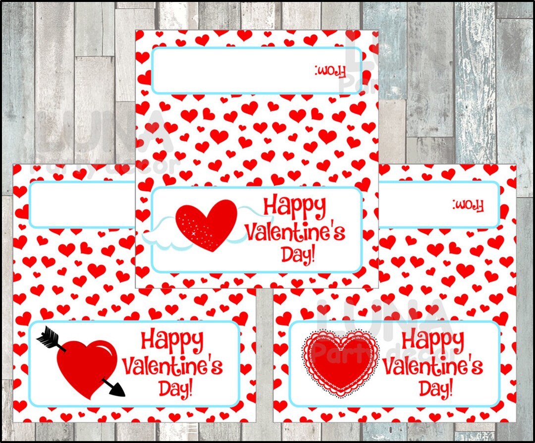 Printable Valentine Bag Toppers Hearts Valentine's Girl Valentine's ...