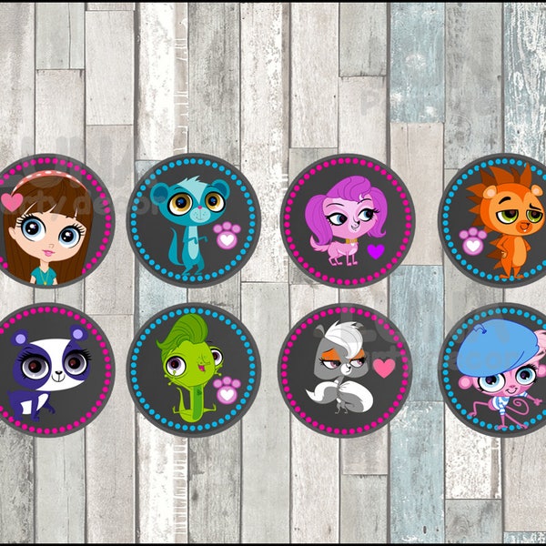 Littlest Pet Shop Chalkboard Toppers instant download, Printable Littlest Pet Shop party cupcakes Topper, Littlest Pet Shop toppers