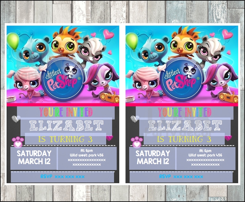 Littlest Pet Shop Chalkboard Invitation Printable Littlest Etsy