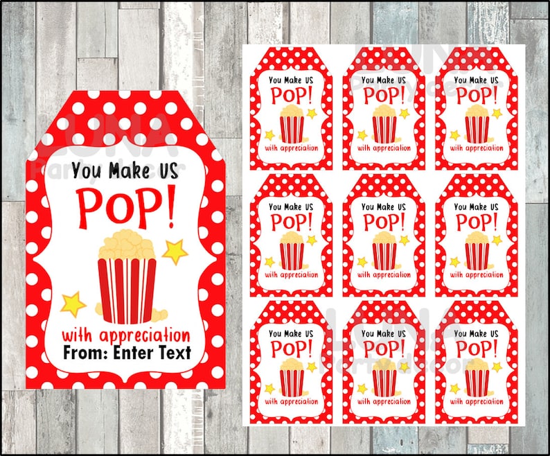Printable You Make US Pop With Appreciation Gift Tags Diy Etsy