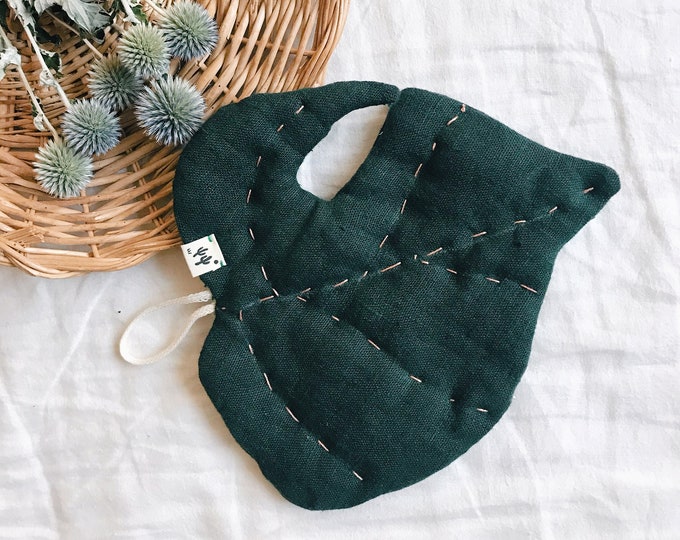 Featured listing image: Manic 100% linen & wool leaf Monstera dark green