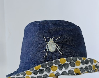 Bob / hand-embroidered organic cotton children's hat
