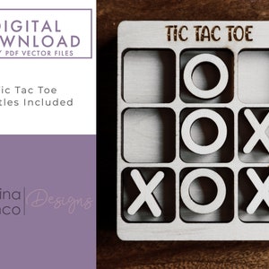 Tic Tac Toe | Glowforge SVG PDF Cut Files | Game | Laser | File Download | Digital