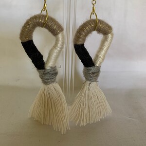 BLack, Beige, and White Ankh Drop