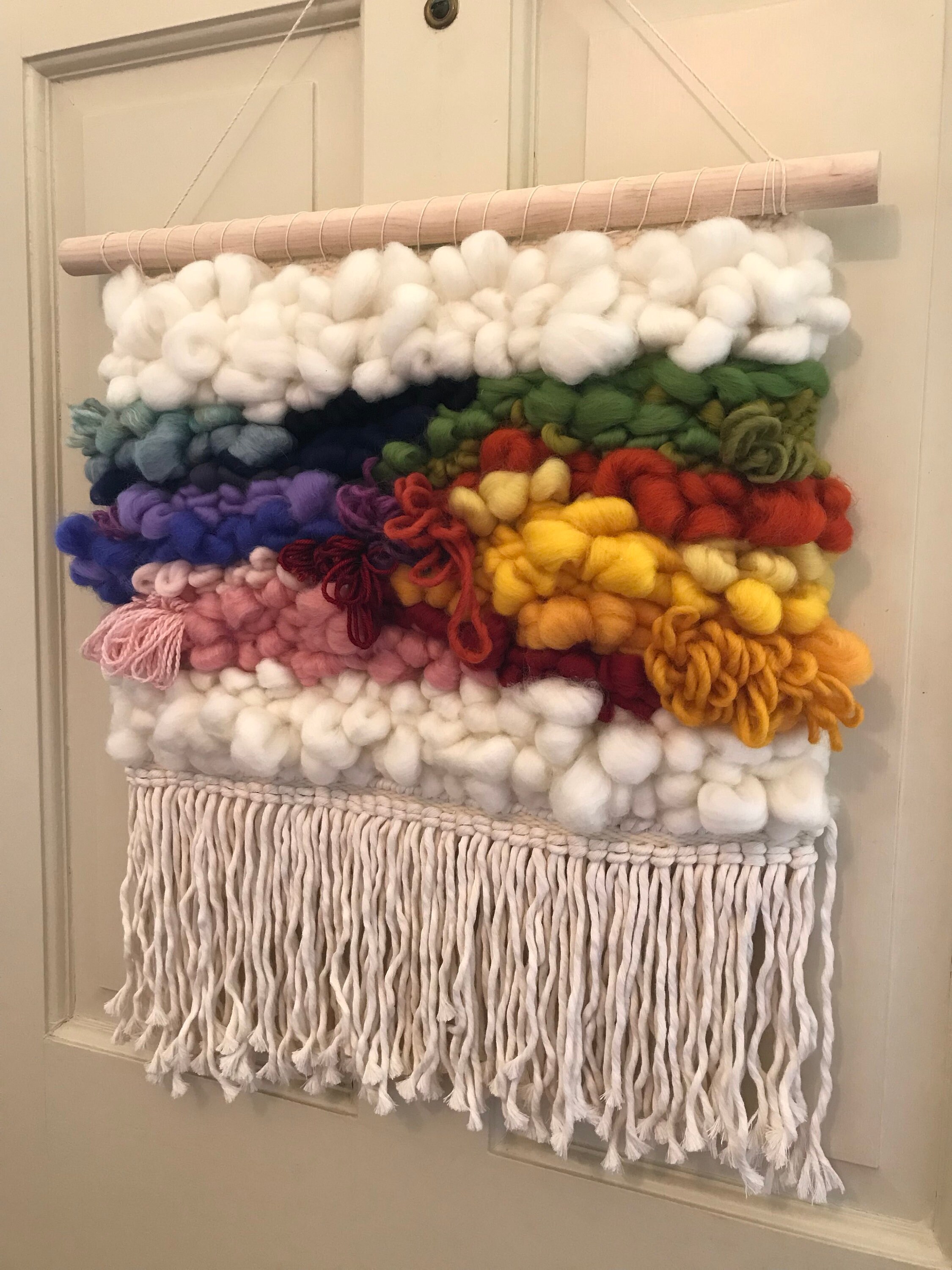 Rainbow Roving Wall Hanging Woven Tapestry Woven Wall Art Modern Weaving Home Decor Handmade Fiber Hanging Handmade Fiber Roving Etsy Canada