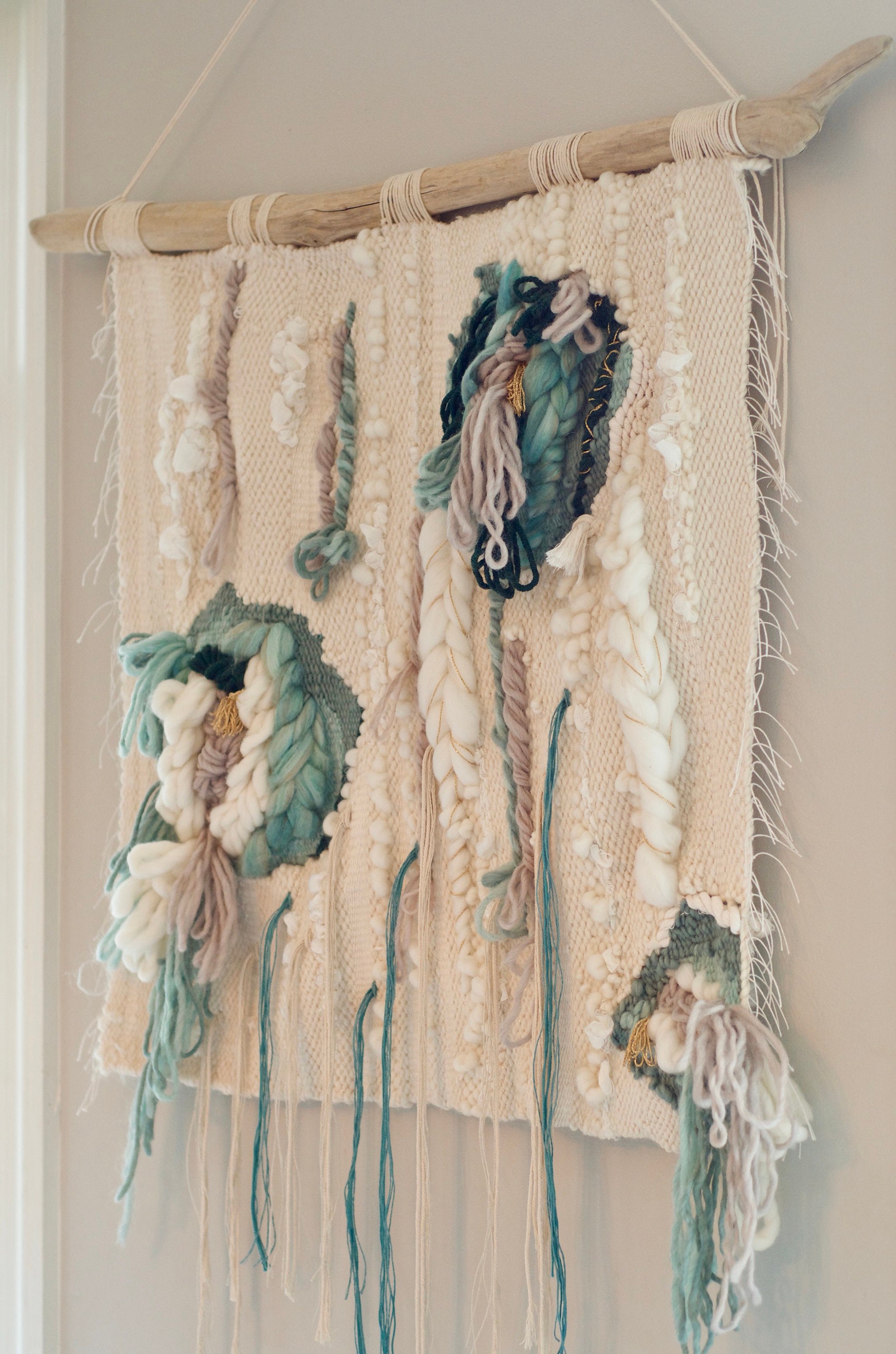 View of Coral III, Wall Hanging, Woven Tapestry, Woven Wall Art, Modern Weaving ...