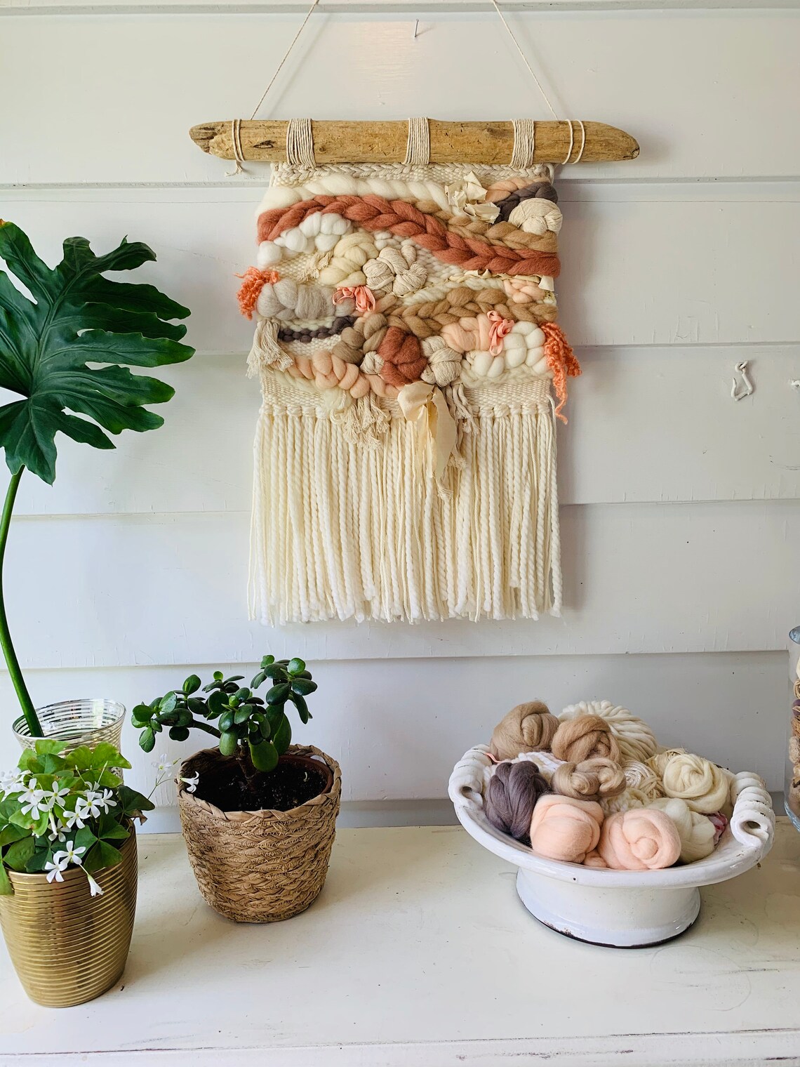 Blush Roving II Wool Roving Modern Wall Hanging Modern Etsy Canada