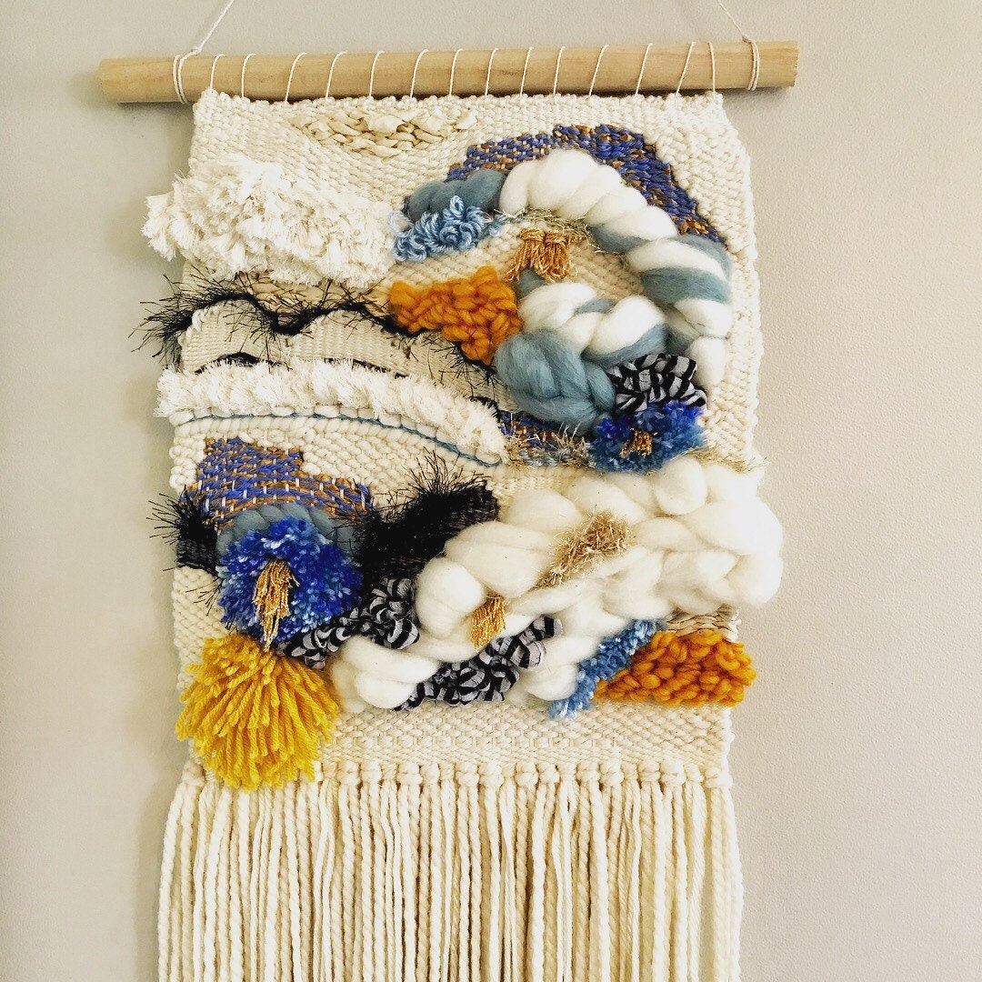 Coral Fiber Wall Hanging, Woven Tapestry Art, Modern Home Decor (15x28 ...