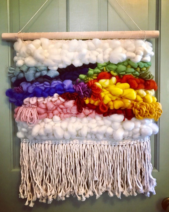 Rainbow woven wall hanging hotsell