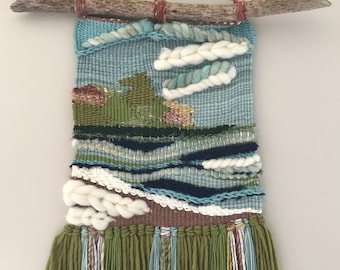 Ferry Point Woven Tapestry Wall Hanging, Driftwood Fiber Art