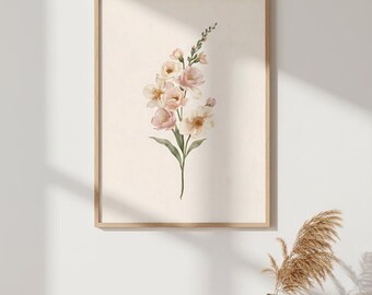 Watercolor Flower Print, Pastel Wildflower Art (Digital Download)