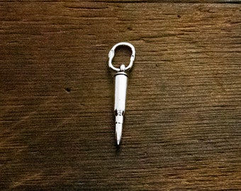Silver bullet pendant, military jewelry gift, 925 sterling silver bullet AK-47 pendant, veteran gift, gold bullet charm, bullet medallion