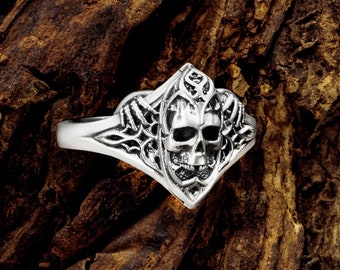 Gothic Sterling Silver Skull Ring, Author's Design