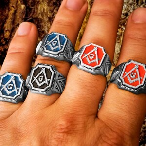 Masonic ring for men, fraternal rings, sterling silver masonic jewelry, Master Mason ring, Freemason gold ring, Rosicrucian jewelry