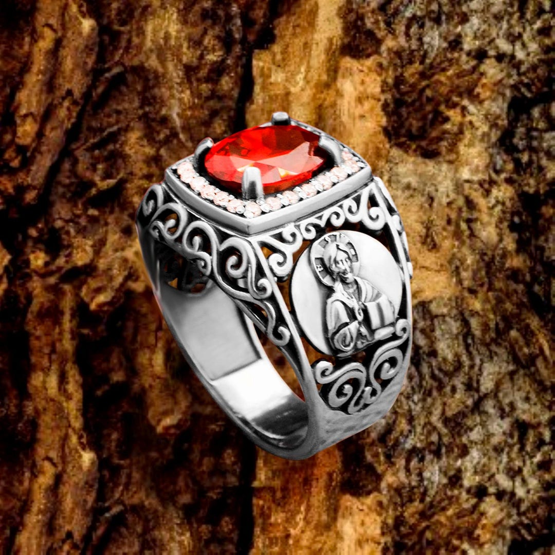 Orthodox Signet Jesus Icon Ring, 925 Sterling Silver Eastern Orthodox ...