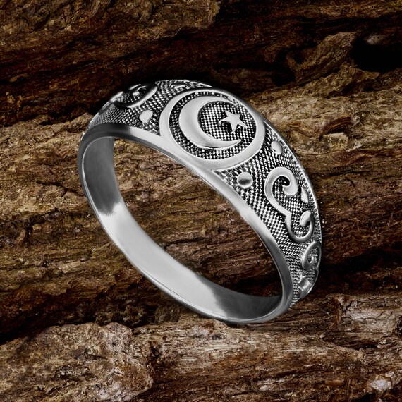 Bague lune etoile argent hotsell