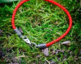 Red silk cord with silver clasp, Bracelet or necklace cord, Red cord with silver, Silk cord for pendant, Jewelry cord, Lace Red Silk 2.5 mm