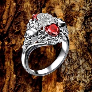 Bague tête de mort en or, bijoux tête de mort, bague memento mori, bague en argent 925