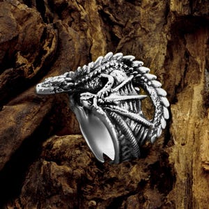 Zilveren drakenring, drakenverlovingsring, verjaardag jewlrey, Chinese draak 925 sterlingzilveren ring, drakenhuwelijk, drakenring heren