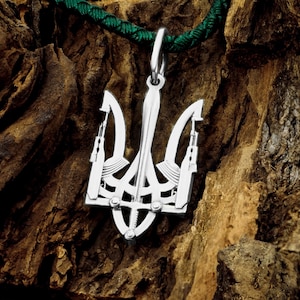 Trident pendant, Ukrainian jewelry made of 925 sterling silver, Coat of arms of Ukraine