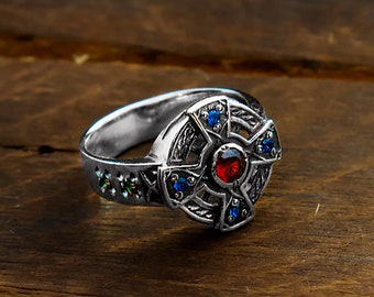 Celtic Cross Ring, 925 Sterling Silver, Hand Cast Silver Ring