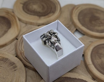 Gotische dracula vampierring | Dikke sterlingzilveren horrorsieraden