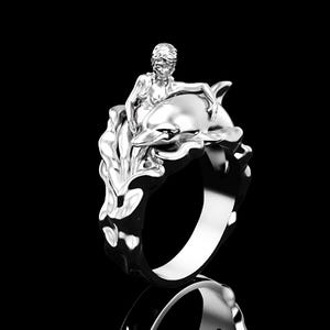Sterling Silver Mermaid Dolphin Ring, Sea Siren Jewelry