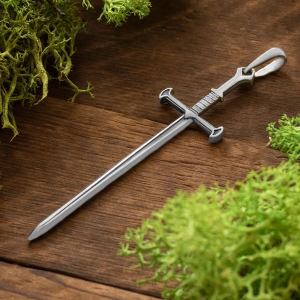 925 Sterling Silver Sword Pendant, Medieval Templar Sword, Gothic Jewelry, Sword Jewelry